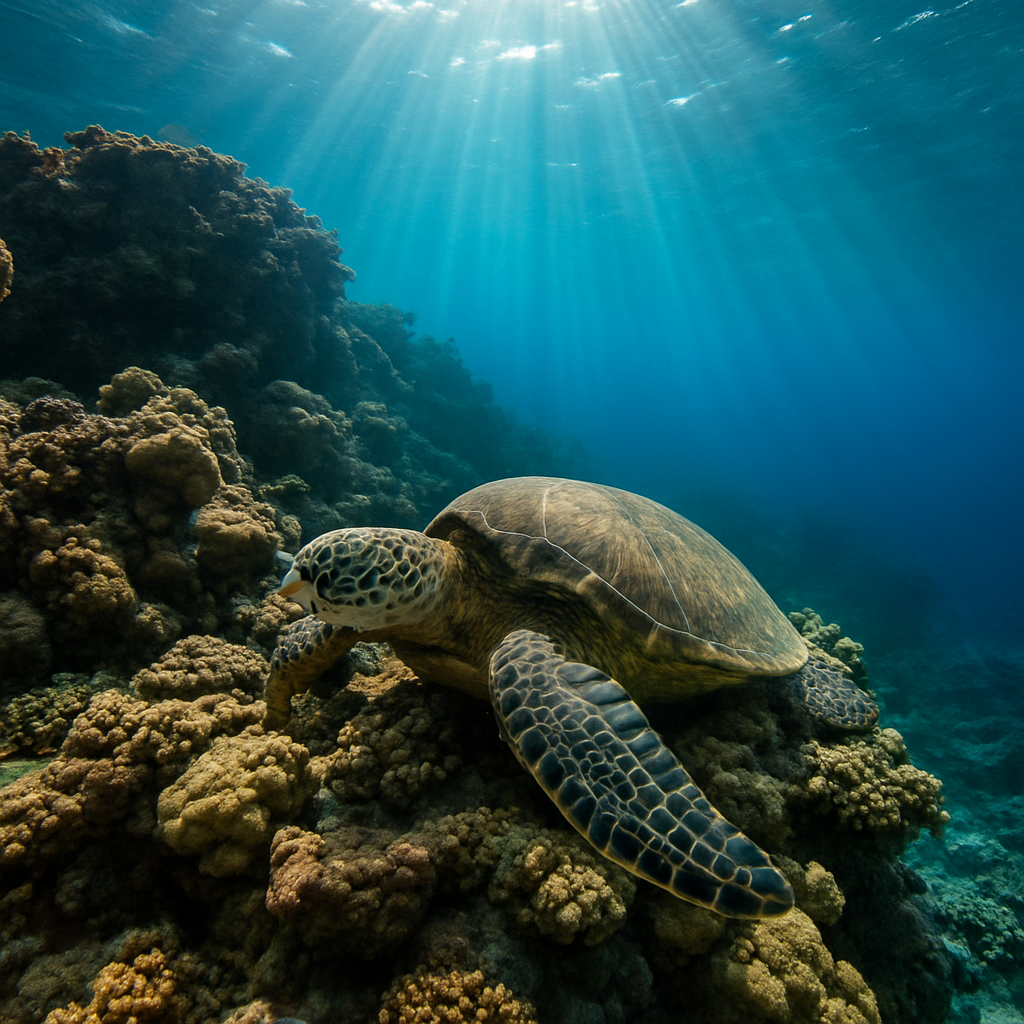 Reef ledges where turtles rest